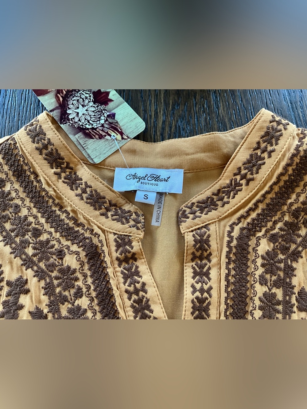 Angel Heart Boutique Mustard Embroidered Floral Top - Picture 5 of 10